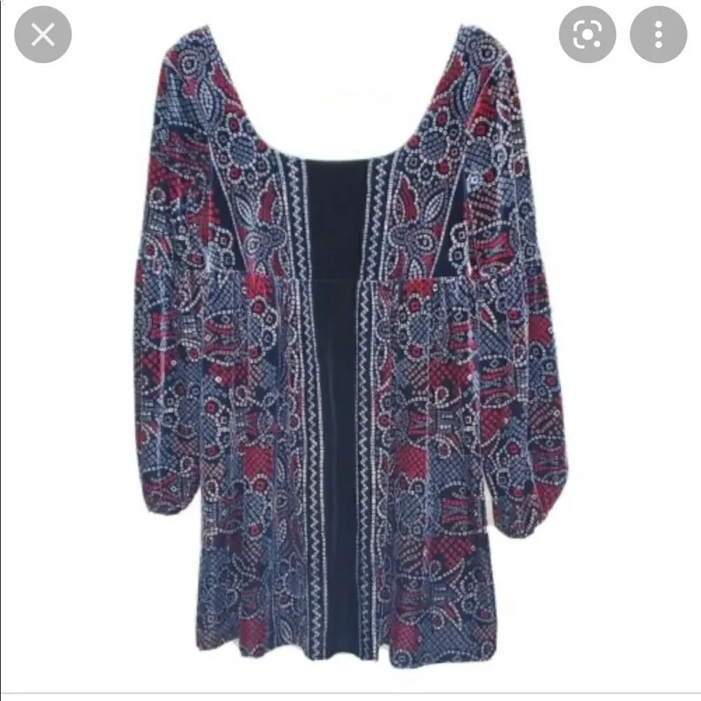 Free People Stretch velvet Oh so easy babydoll dress